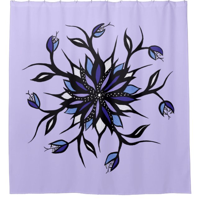 Gothic Floral Mandala Monsters And Teeth Shower Curtain (Front)