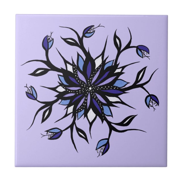 Gothic Floral Mandala Monsters And Teeth Tile (Front)