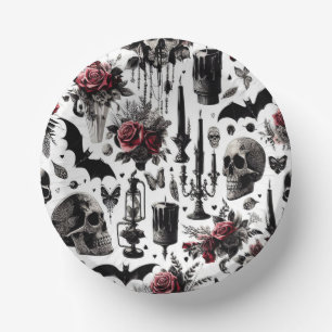 Gothic Floral Paper Bowls - Halloween, Wedding Paper Plate
