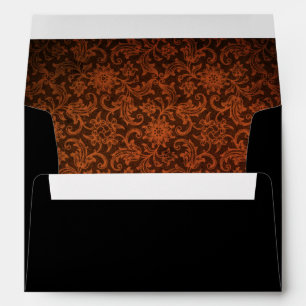 Gothic Floral Pattern Orange and Black Envelope