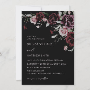 Gothic Floral Roses Photo Wedding Invitation