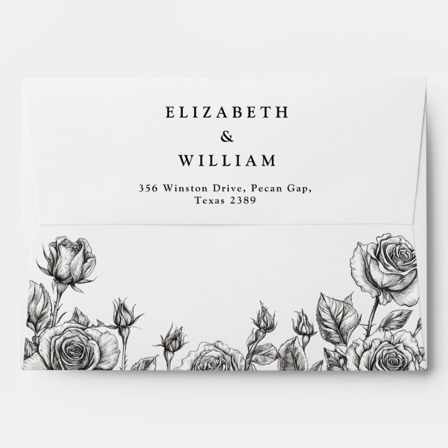Gothic Floral Roses Return Address Envelope (Back (Top Flap))