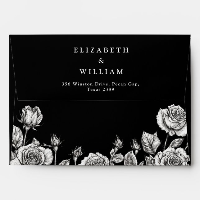 Gothic Floral Roses Return Address Envelope (Back (Top Flap))