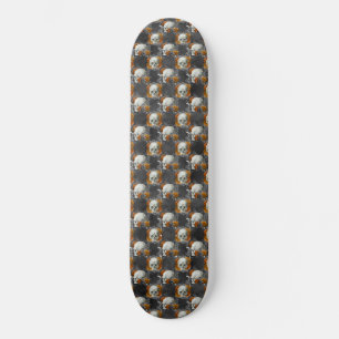 Gothic Floral Skull Copper Floral  Skateboard