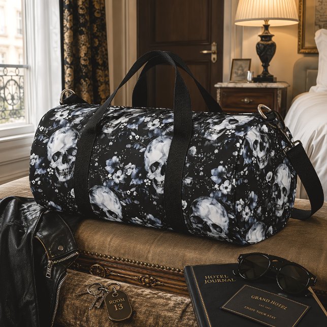 Gothic Floral Skull Dark Garden Duffle Bag (Creator Uploaded)
