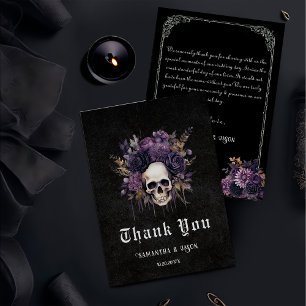 Gothic Floral Skull Dark Wedding Thank You Card