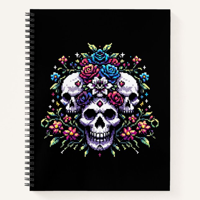 Gothic Floral Skull: Elegance in Art Notebook (Front)