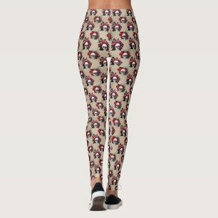 Gothic Floral Skull Flowers Leggings