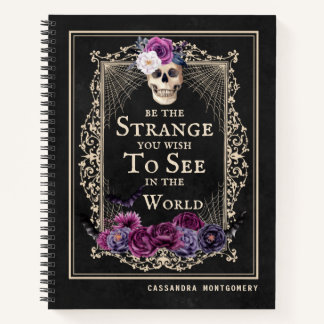 Gothic Floral Skull Funny Quote Personalised Name Notebook