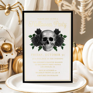 Gothic Floral Skull Halloween Gold
