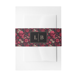 Gothic Floral Skull Pattern Invitation Belly Band