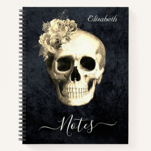 Gothic Floral Skull Personalised Notebook