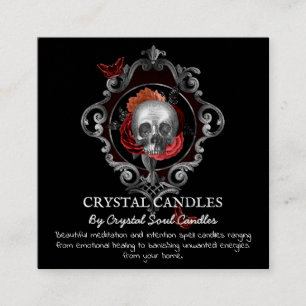 Gothic Floral Skull Spell Instruction Square Busin Business Card
