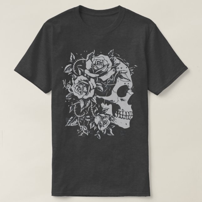 gothic floral skull T-Shirt (Design Front)