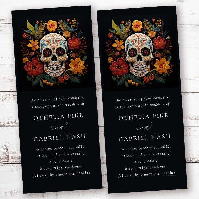 Gothic Floral Skull Wedding Invitation (Creator Uploaded)