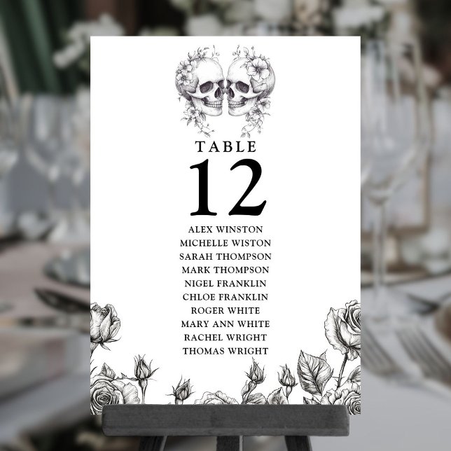 Gothic Floral Skulls Table Number Seating Chart (Gothic Floral Skulls Table Number Seating Chart)