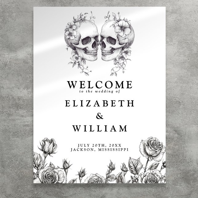 Gothic Floral Skulls Wedding Welcome Sign (Creator Uploaded)