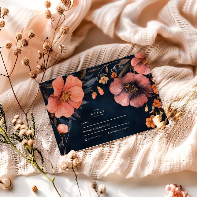 Gothic Floral Wedding Elegance RSVP Card (Creator Uploaded)
