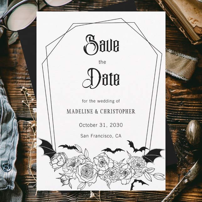 Gothic Floral Wedding Save the Date Invitation (Creator Uploaded)
