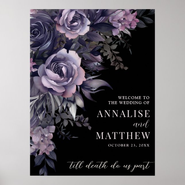 Gothic Floral Wedding Welcome Sign (Front)