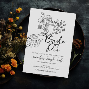 Gothic Floral White Garden Bachelorette Party Invitation
