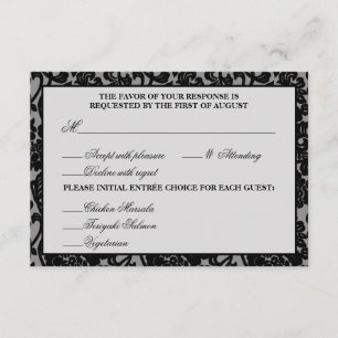 Gothic Flourish Black & Grey  Response Card