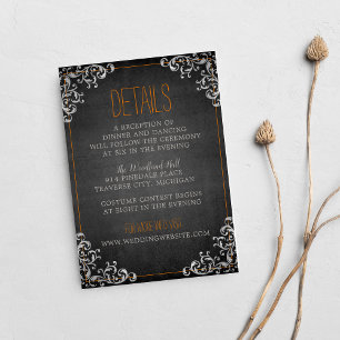 Gothic Flourish Halloween Holiday Dark Wedding Enclosure Card
