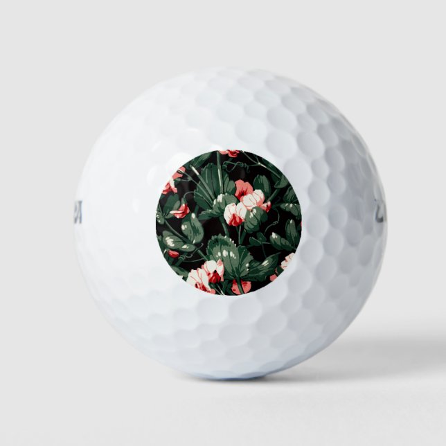 Gothic Flower Pattern Transparent Aesthetic Flower Golf Balls (Front)