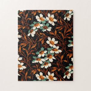 Gothic Flower Pattern Transparent Aesthetic Flower Jigsaw Puzzle