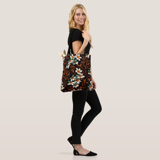 Gothic Flower Pattern Transparent Aesthetic Flower Tote Bag (On Model)