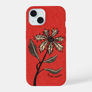 Gothic Flower Retro Vintage Ink Red And Black Name iPhone 15 Case