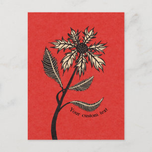 Gothic Flower Retro Vintage Ink Red And Black Text Postcard