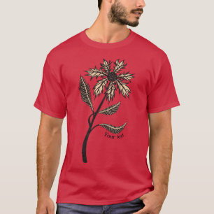 Gothic Flower Retro Vintage Ink Red Black Text T-S T-Shirt