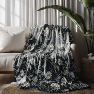 Gothic Flowers Pattern Fleece Blanket