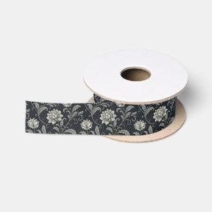 Gothic Flowers Pattern Satin Ribbon