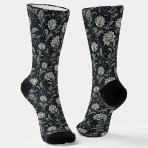 Gothic Flowers Pattern Socks