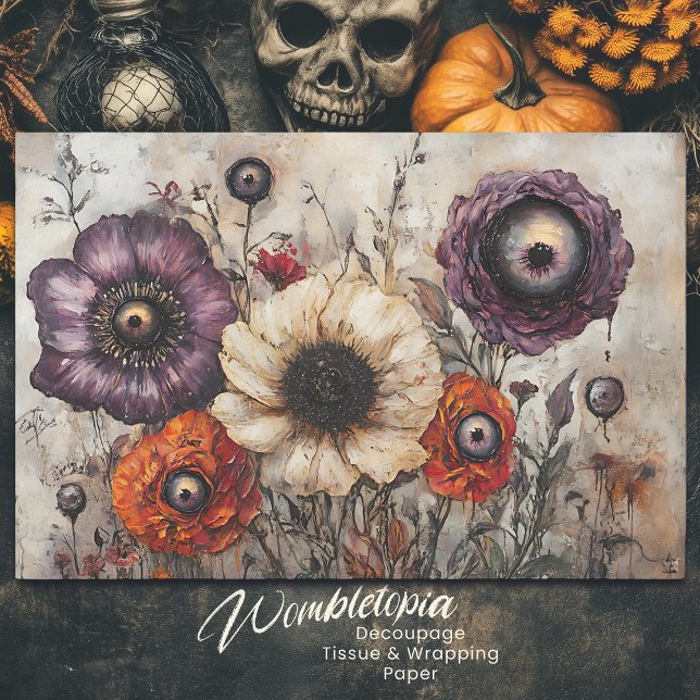 Gothic Flowers with Eyes Purple & Orange Decoupage Tissue Paper (Creator Uploaded)