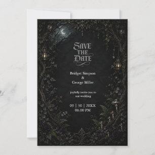 Gothic Forest Moon Lantern Wedding Invitation