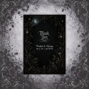Gothic Forest Moon Lantern Wedding Thank You Card