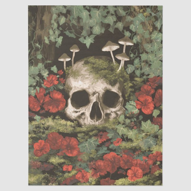 Gothic Forest Skull Decoupage Tissue Paper (Front)
