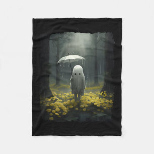 Gothic Forest Vintage Floral Ghost Halloween Haunt Fleece Blanket