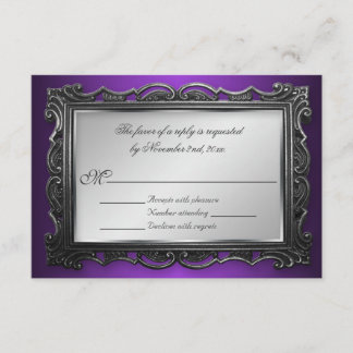 Gothic Frame Purple RSVP Reply Cards