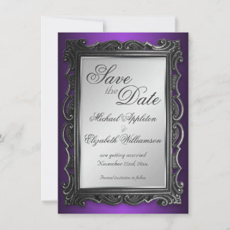 Gothic Frame Purple Save the Date Announcements