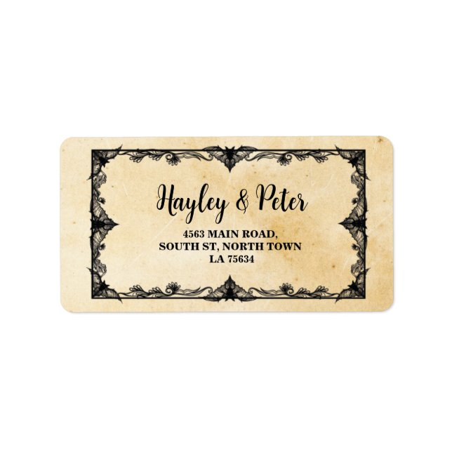 Gothic Frame Rustic Address Label Stickers Wedding (Front)