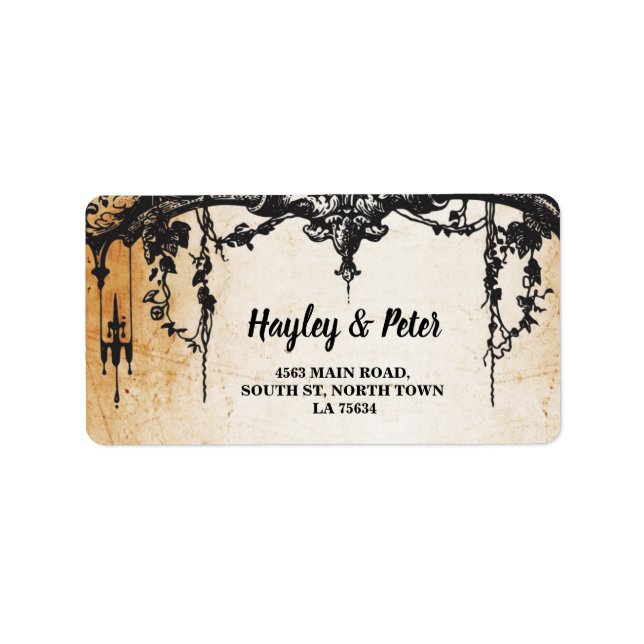 Gothic Frame Rustic Address Label Stickers Wedding (Front)