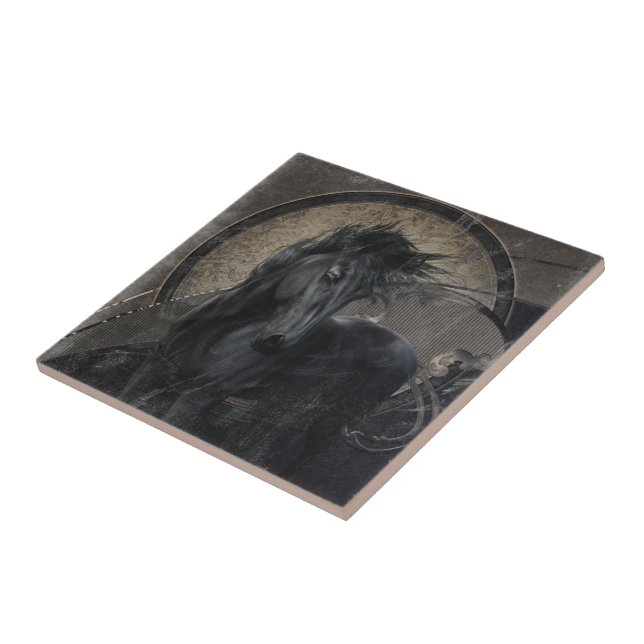Gothic Friesian Horse Tile (Side)