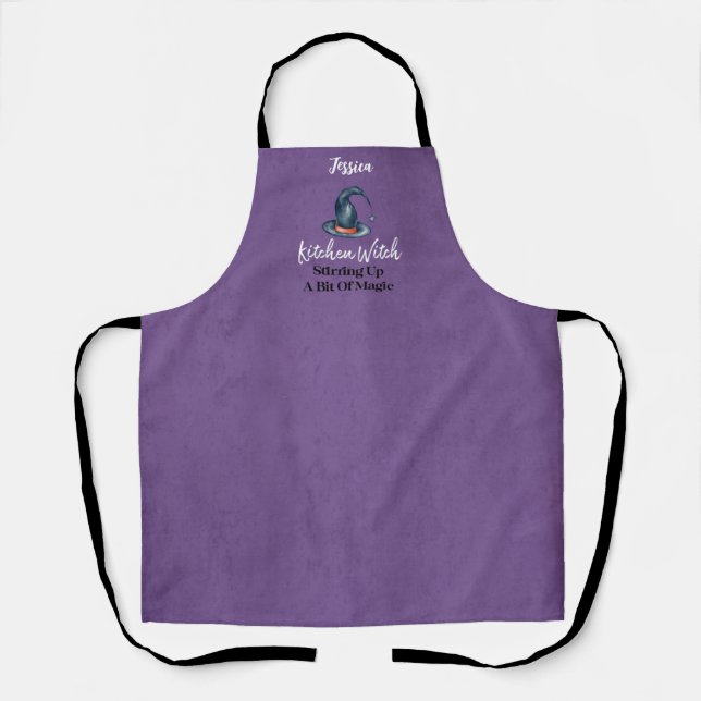 Gothic Funny Cute Kitchen Witch Halloween Apron (Front)