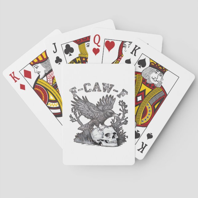 Gothic Funny F-Caw-F Humour Crow Essential Retro S Playing Cards (Back)