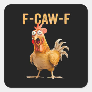 Gothic Funny Humor Crow F-Caw-F Square Sticker