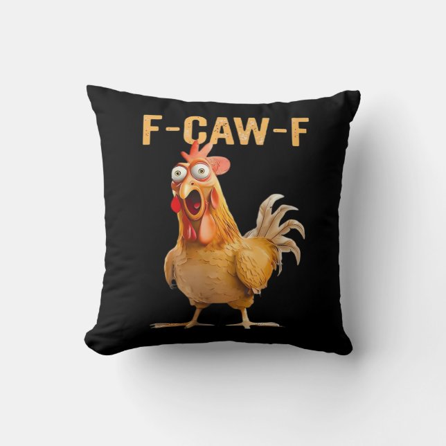 Gothic Funny Humour Crow F-Caw-F Cushion (Front)